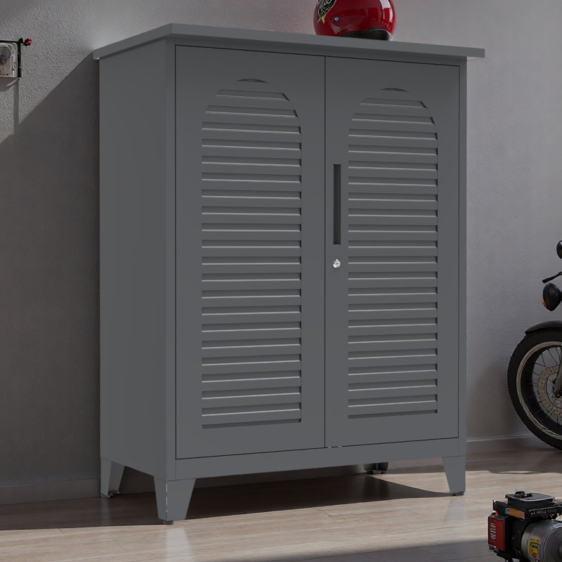 Armoire de rangement pour outils en métal de 47 po de hauteur, avec un grand espace de rangement pour le garage, l'entrepôt, le jardin, le bureau, le salon, la salle de bain et la buanderie (ardoise)