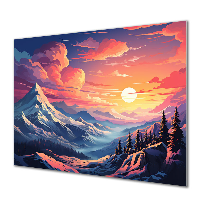 «Space Landscape Mountain Sunset», art mural, H 16 po x l 32 po x P 1 po