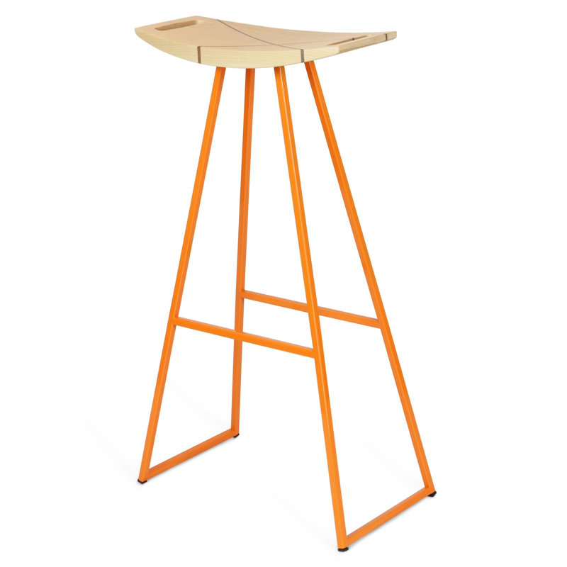 Robert Counter Stool with Metal Frame, Maple, Orange, Bar Stool (30" Seat Height)