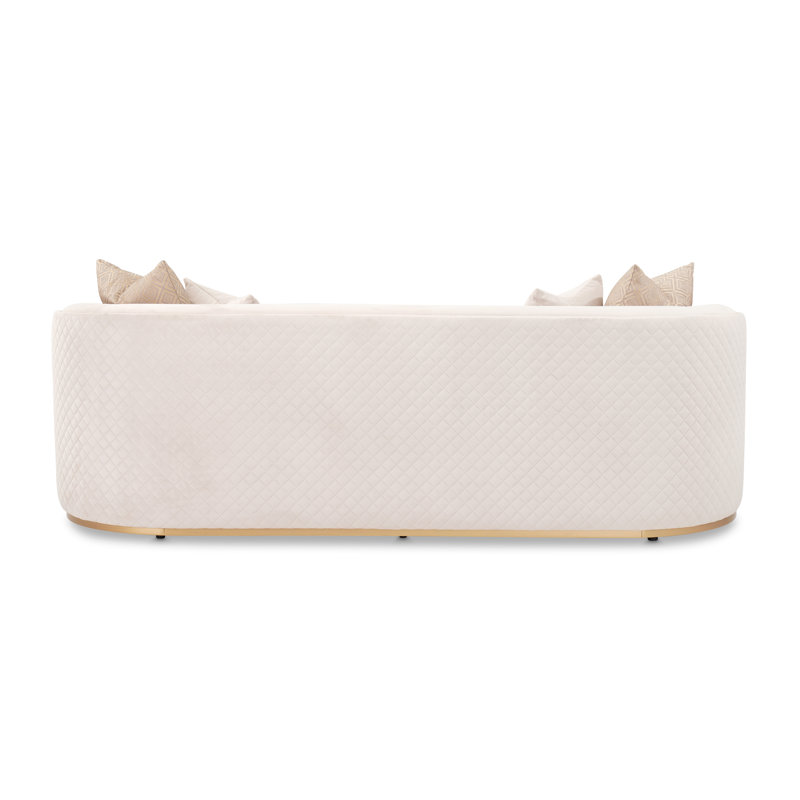 Ariana 83'' Velvet Round Arm Loveseat, Beige, 31" H x 97" W x 35" D