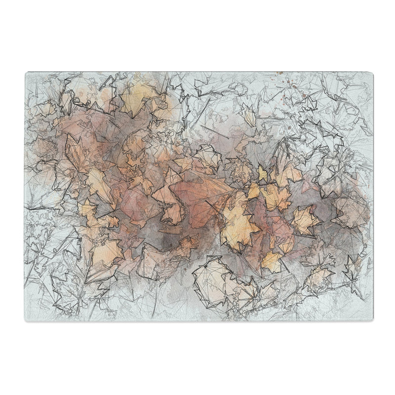 Tempered Glass Fallen Leaves Chopping Board, 28.5 cm x 39 cm