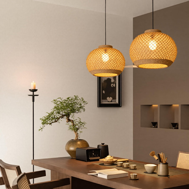 Luminaire suspendu 1 lumière Globe de ruppie maritime, H 89 po x l 13,77 po x P 13,77 po