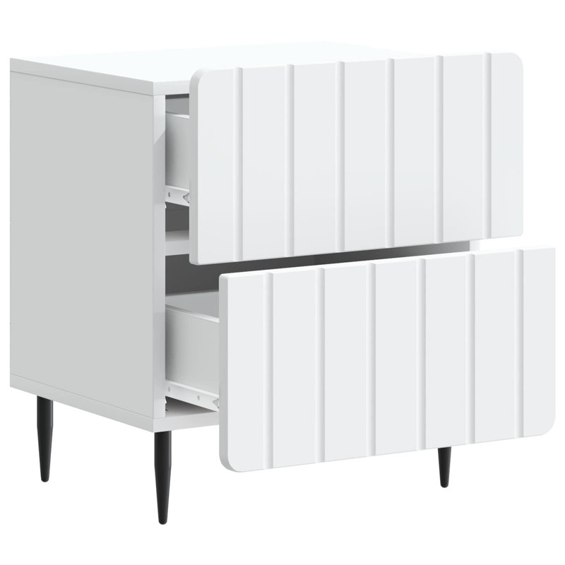 43cm W Manufactured Wood Bedside Table, White
