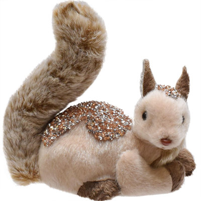 7" Champagne and Brown Embellished Squirrel Christmas Table Decoration