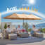 Parasol de marché extérieur lumineux à double face avec base Emanuell 14,5 pi x 8,3 pi avec base Emanuell-1050937816