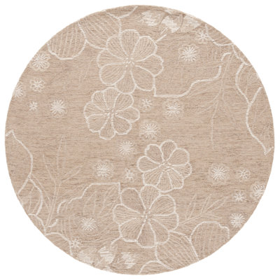 Lyanne Hand Tufted Wool/Cotton Floral Rug in Ivory/Beige