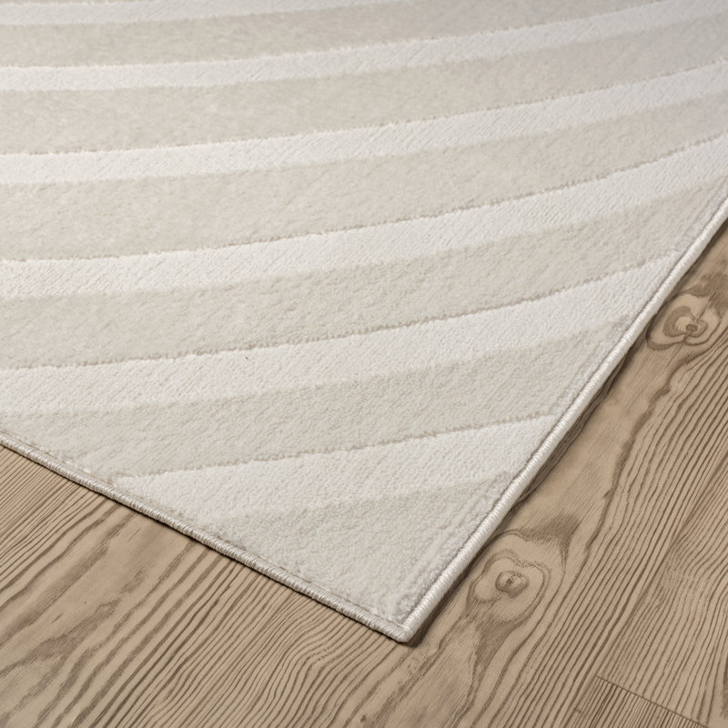 Abani Oltmann Oltmann100A Neutral Modern Linear Cream Area Rug, Rectangle 4' x 6'