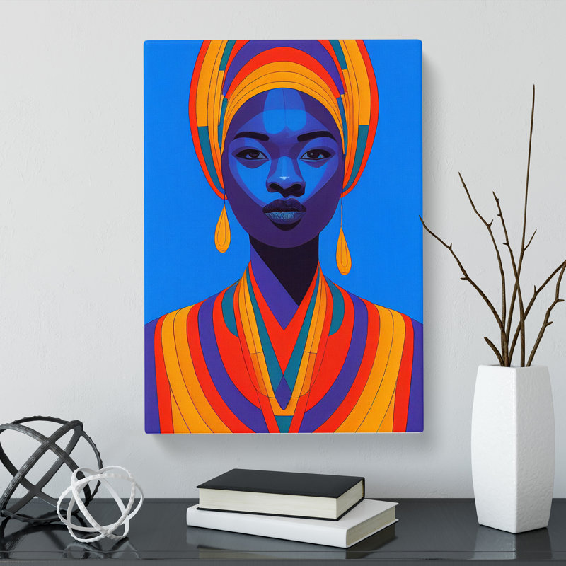 African Woman Geometric Vol.1 - Wrapped Canvas, 60cm H x 40cm W x 3cm D