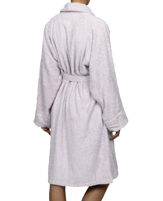 100% Cotton Terry Cloth Gender Neutral Mid-Calf Bathrobe with Pockets, L, Lilac
