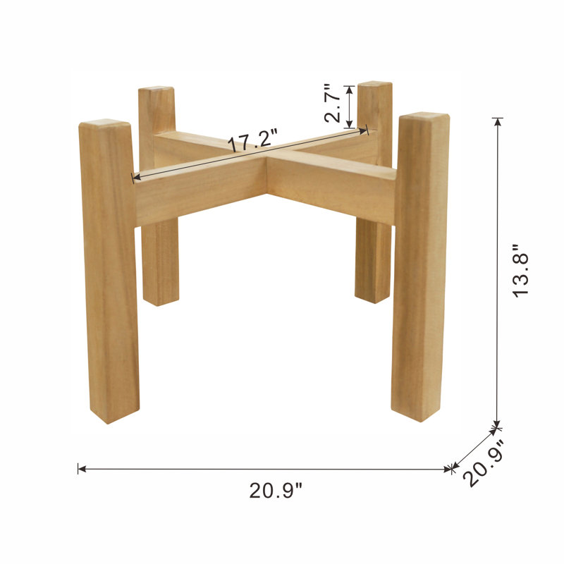 21x21x14" Acacia Wood Planter Stand, 13.8" H x 20.9" W x 20.9" D