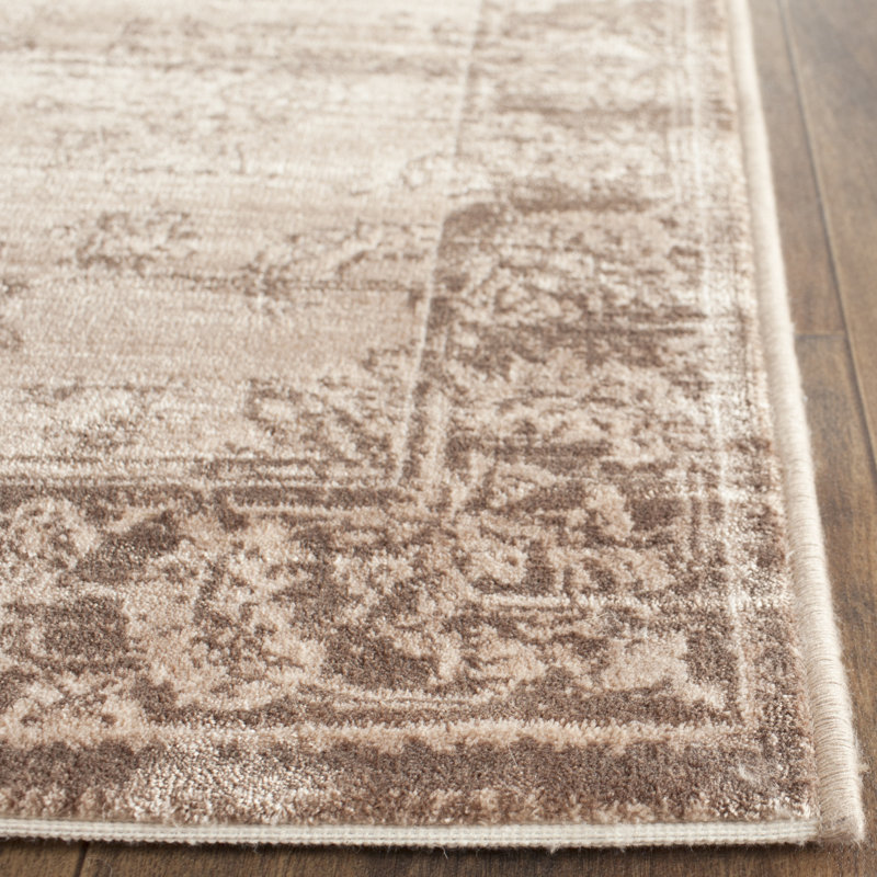 Beige and Light Brown Rectangular Viscose Area Rug, 8' x 11'