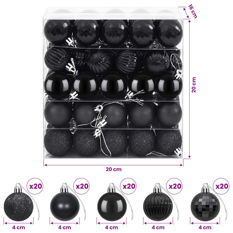 4cm Polystyrene Bauble, Black