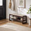  Banc de rangement en bois massif avec coussin et banc de rangement pour hall d'entrée à 2 niveaux-2078162656-2078162657