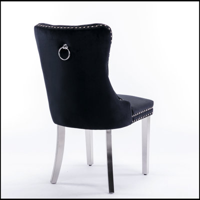 Plush Velvet Dining Chair with Nailhead Trim, High-Density Foam Padding for Comfort and Style