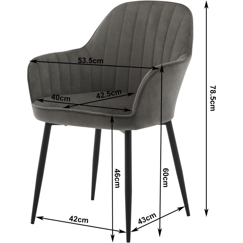 Shepton 46cm H Velvet Upholstered Armchair, Grey