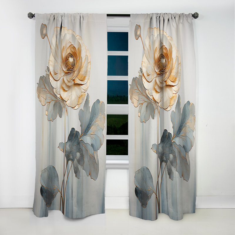 Packard - Ranunculus Curtain - Blackout Floral Curtain - 1 Panels, 52" W x 84" L
