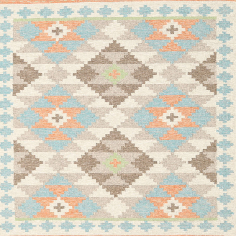 Tapis contemporain gris / olive, Carré 5 pi