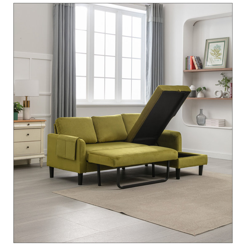 Canapé modulaire Canapé-lit modulaire réversible avec méridienne de rangement Canapé modulaire en L avec lit escamotable et méridienne de rangement