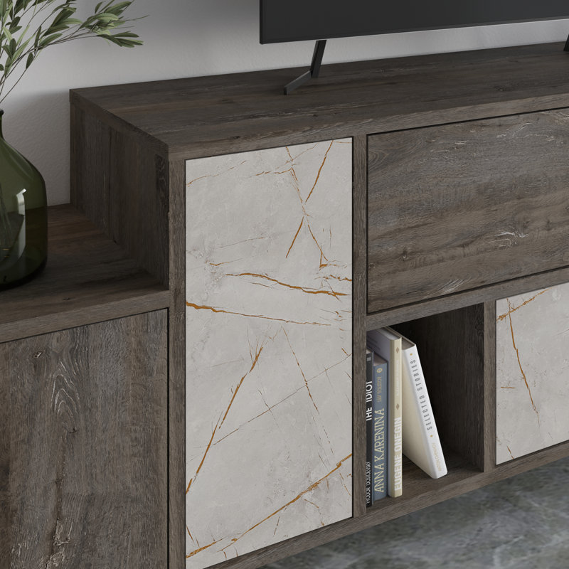 Large Modern TV Stand with Storage Drawers and Cabinets