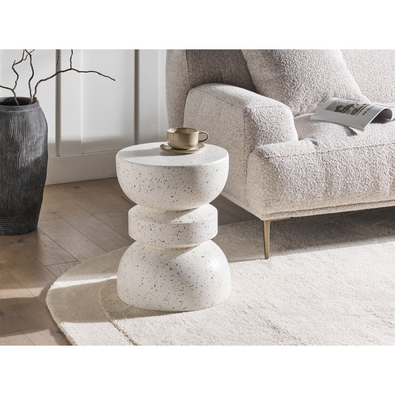 Pedestal End Table, White