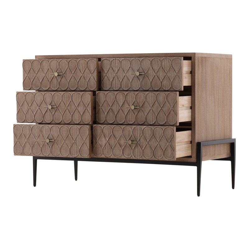 6 - Drawer Solid Wood Dresser, Brown