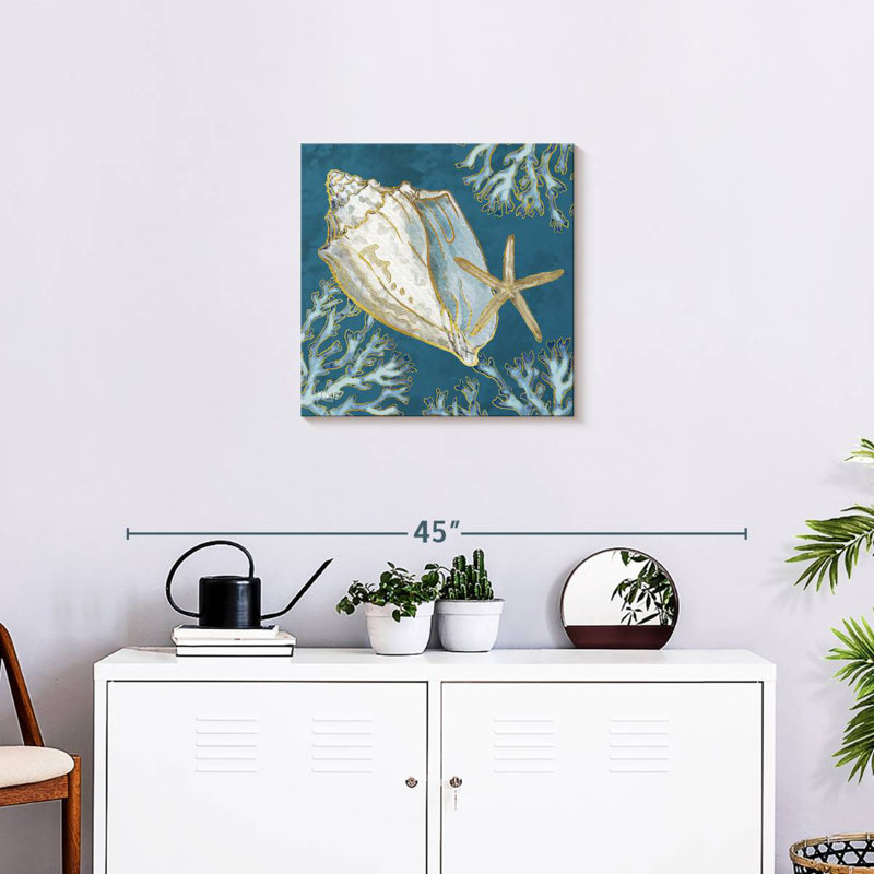Aletra Playa Shells Indigo III, 20" H x 20" W
