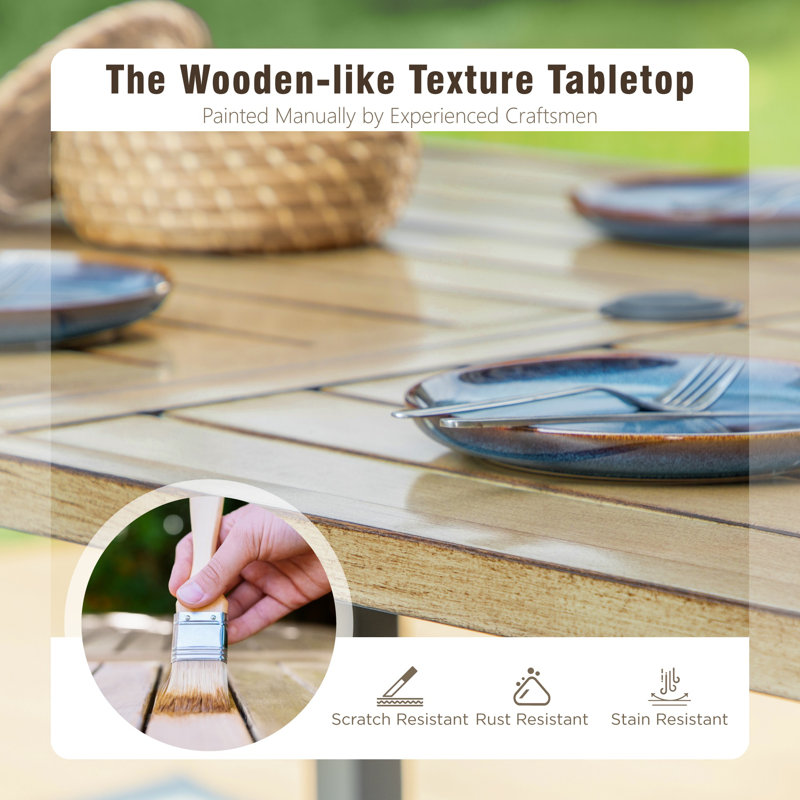 Ensemble repas pour 6 personnes avec table rectangulaire extensible, coussins inclus