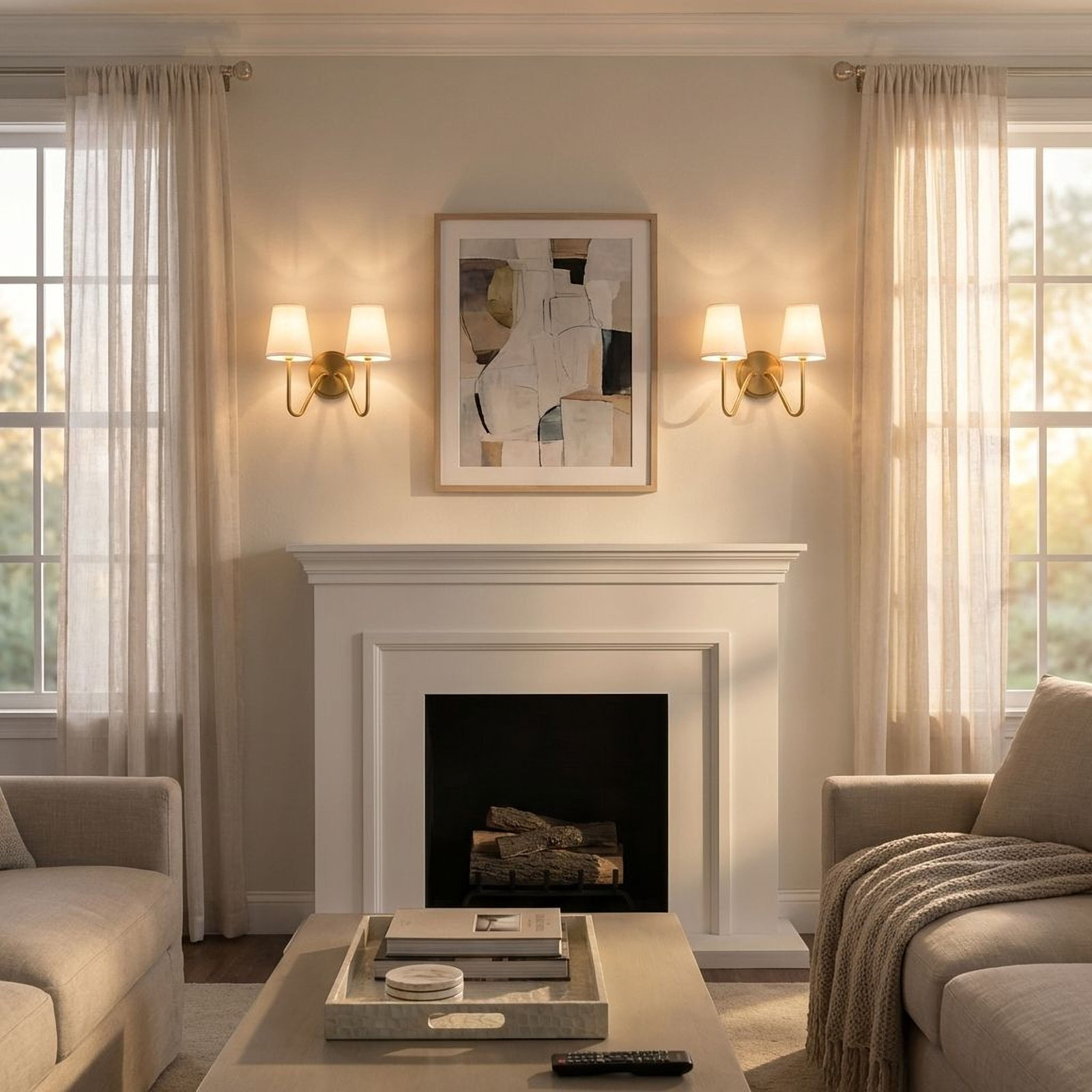 Roan 2-Light Dimmable Armed Sconce, Natural Brass