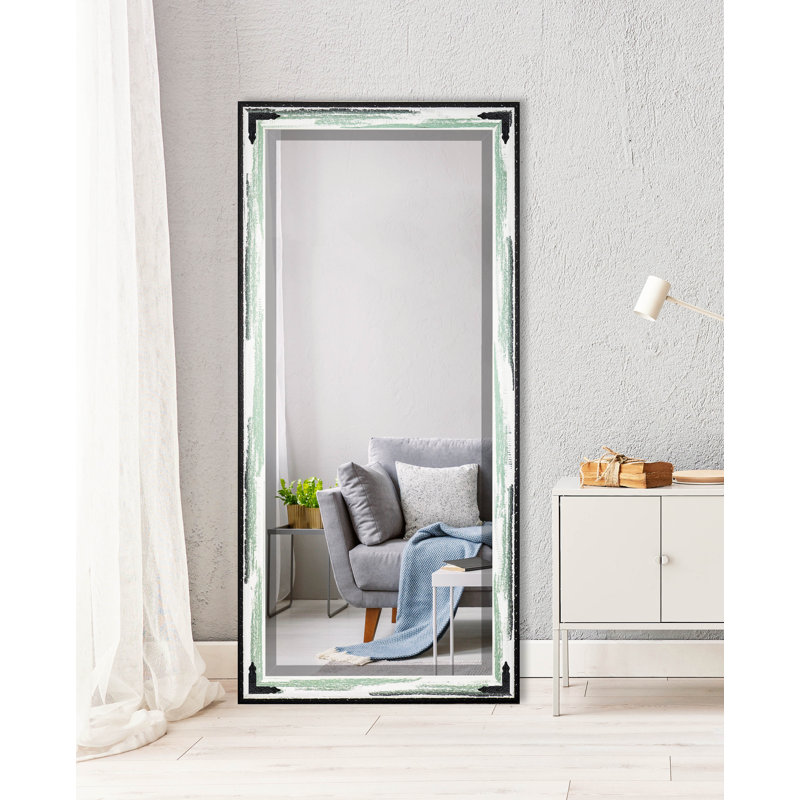 Heavner Solid Wood Flat Mirror, Seafoam, 71" H x 30.5" W