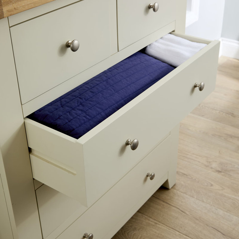 Cooksey Fully Assembled Oak 5 Drawer Chest of Drawers, White