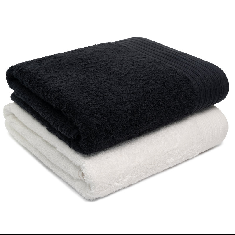 Lorena Midweight Bath Sheet, Black/White