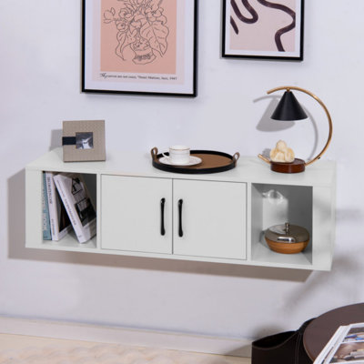 Tablettes de rangement murales flottantes à 2 portes pour cuisine et salon