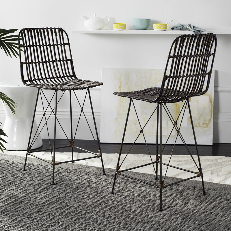 Lisdale Counter Stool with Metal Frame, Croco Brown, Counter Stool (23.62" Seat Height)