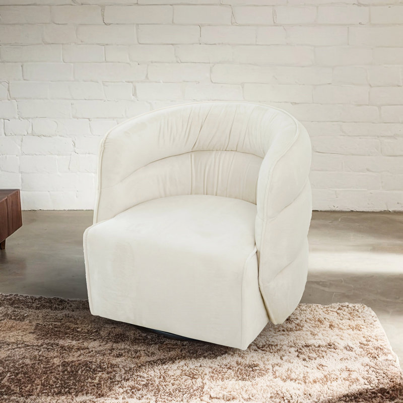Chaise pivotante Walden - Velours, Crème, crème