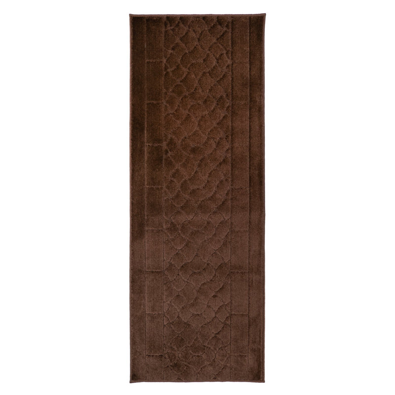 Antibacterial Soft Pile Anti Slip Indoor Runner Rug Volley Solid Brown Design for Hallway Stairway, Runner 2'2" x 13'