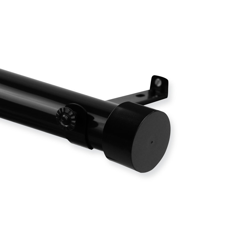 Tringle à rideaux simple en résine 1,5 po Yosemite, Noir, 66 po - l 115 po