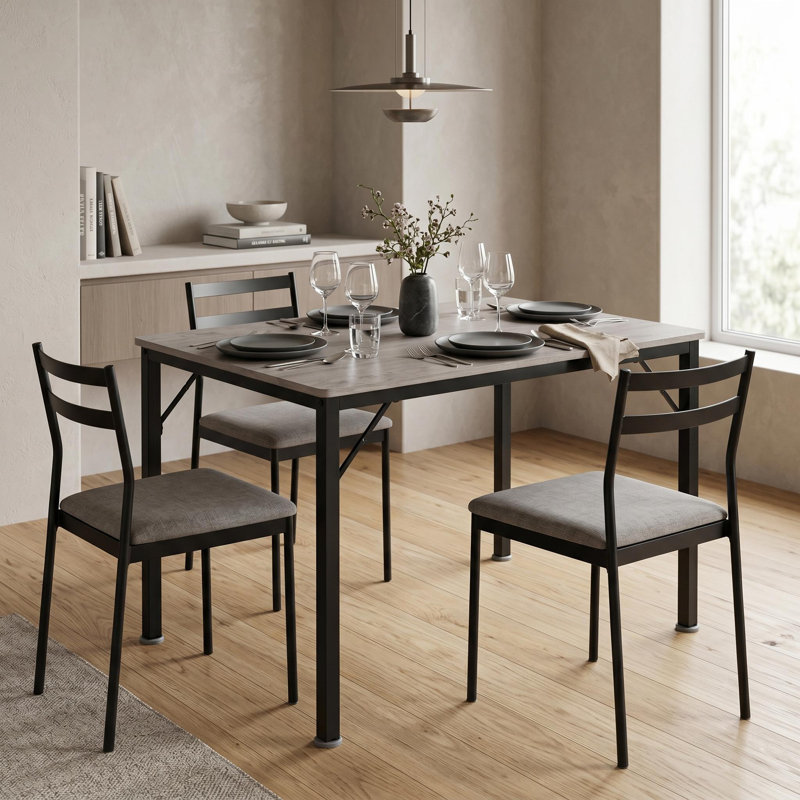 Table de salle à manger industrielle 43,3 po pour 4 personnes - Bureau de cuisine gris pour la salle à manger ou le salon (table seulement)