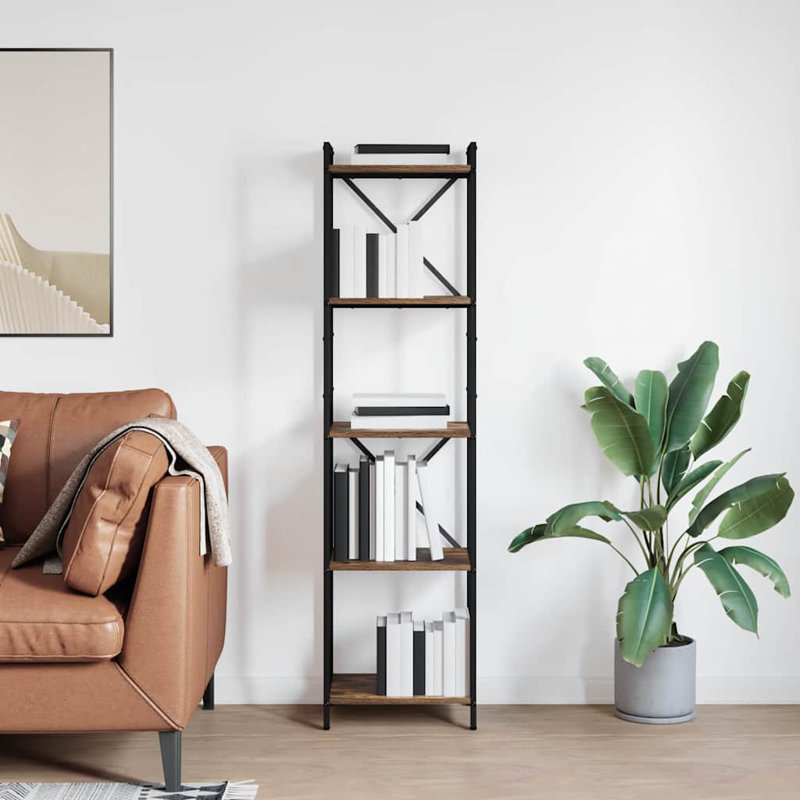 Steel Bookcase, Dark Brown, (5 Shelves) 153cm H x 40cm W x 30cm D