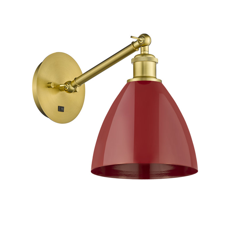 Armed Sconce, Red, Satin Gold
