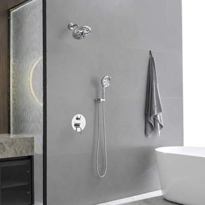 Ensemble de robinet de douche à jet simple à une jet et poignée ronde 1,8 GPM avec pomme de douche à haute pression en chrome poli