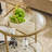 Oval Matte Gold Iron Frame Paired with Transparent Glass Double-layer Coffee Table-364657029