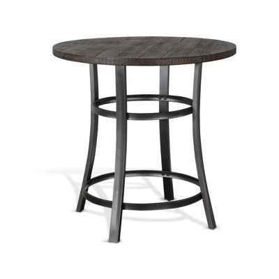 Gabrie Mahogany Round Metal Base Dining Table