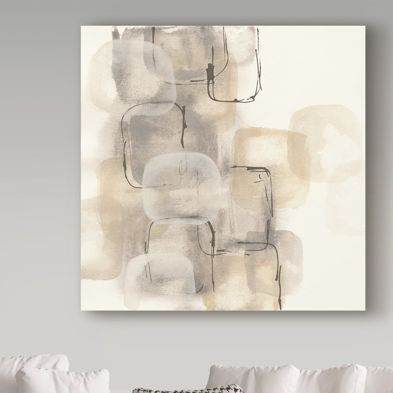 « neutral stacking ii », reproduction de peinture à l’acrylique sur toile tendue, H 14 po x l 14 po x P 2 po