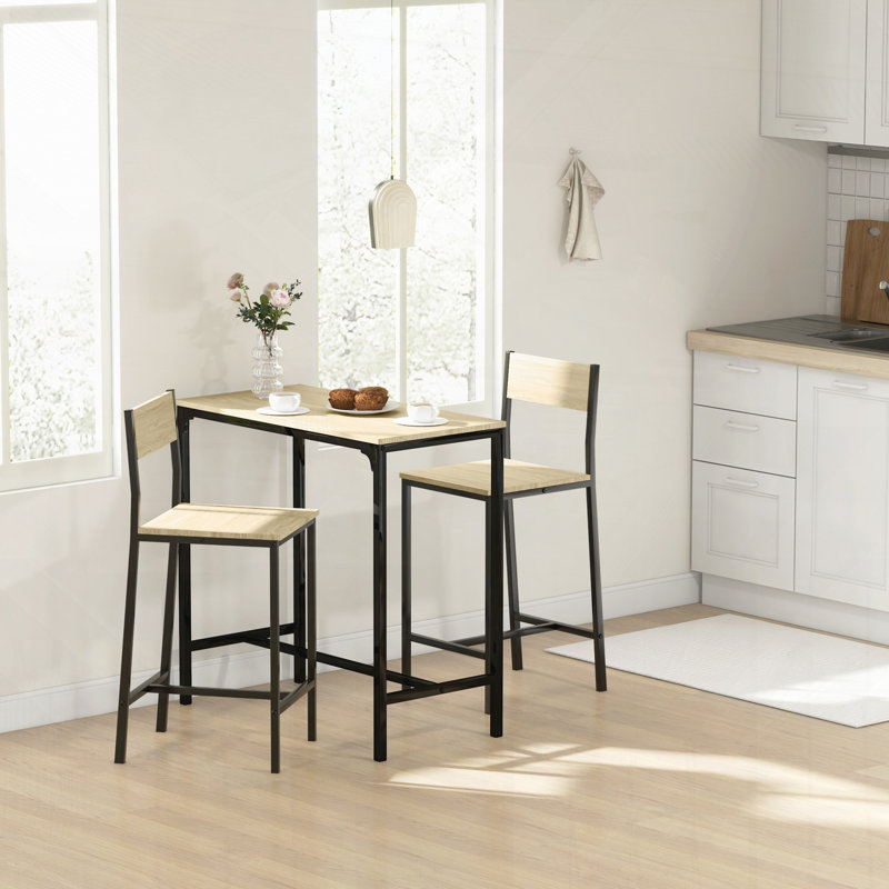 Ensemble de table de salle à manger et de bar pour 2 tables de bar à hauteur de comptoir avec tabourets de bar