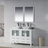 Mance 47.625'' Double Bathroom Vanity with Ceramic Top with Mirror