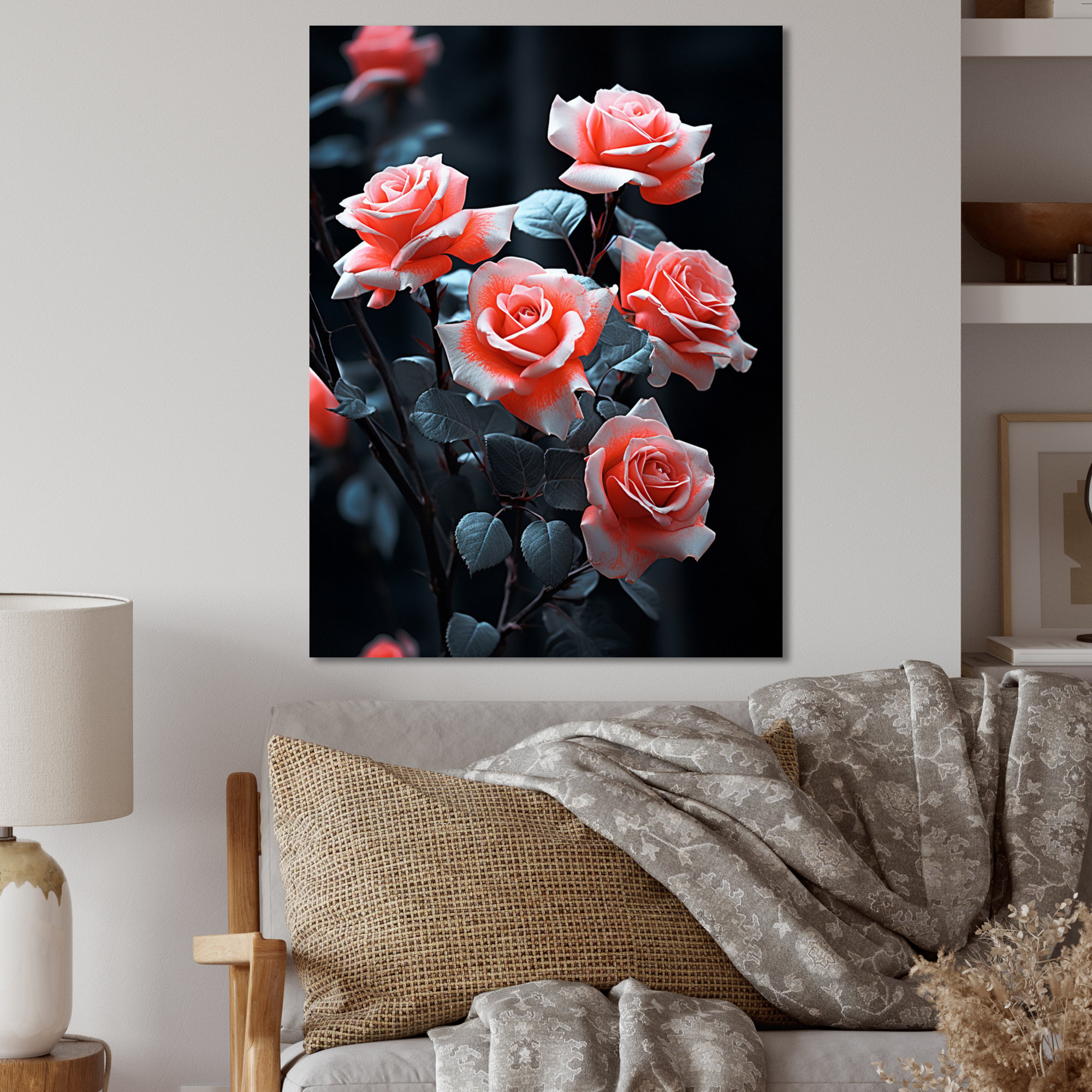 Ebern Designs Pink Flowers Coral Serenade - Floral Metal Wall Art ...