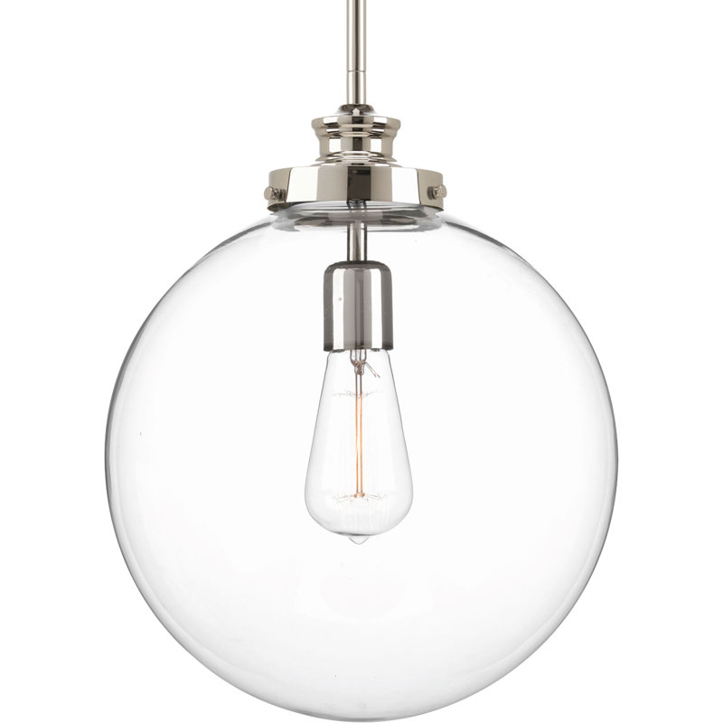 Westland 1 - Light Single Pendant, 15" H x 12" W x 12" D, Polished Nickel