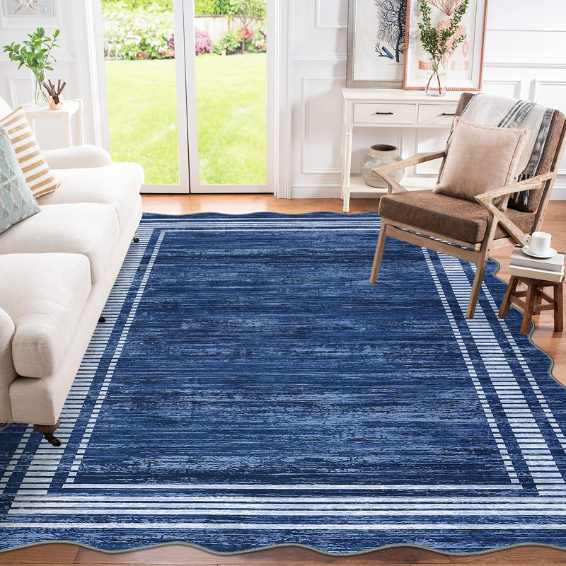 Scalloped Washable Rug Area Rugs for Living Room Modern Rugs Abstract Non-Slip Accent Carpet for Dining Room Home Office Bedroom