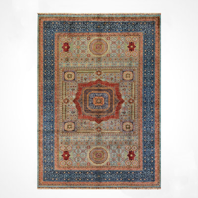 Original Hand Knotted Mamluk Pattern Multi Colour Wool and Cotton Rug