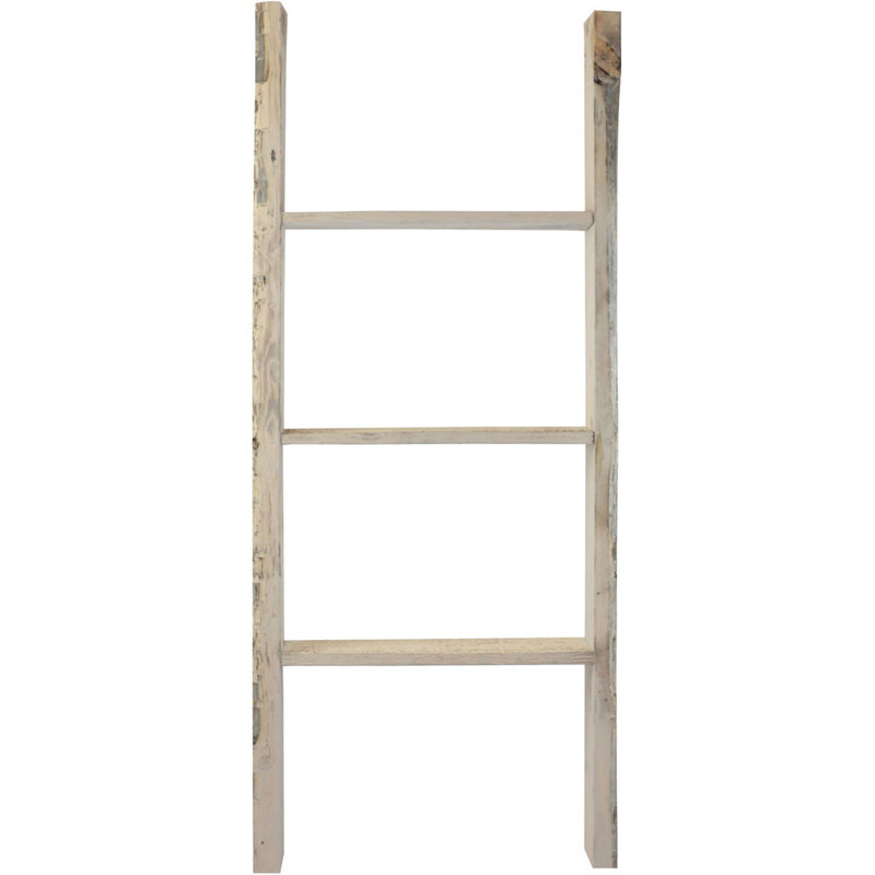 Échelle décorative Vintage Farmhouse Rung, H 48 po x l 19 po x P 3,5 po, Blanc craie cendré